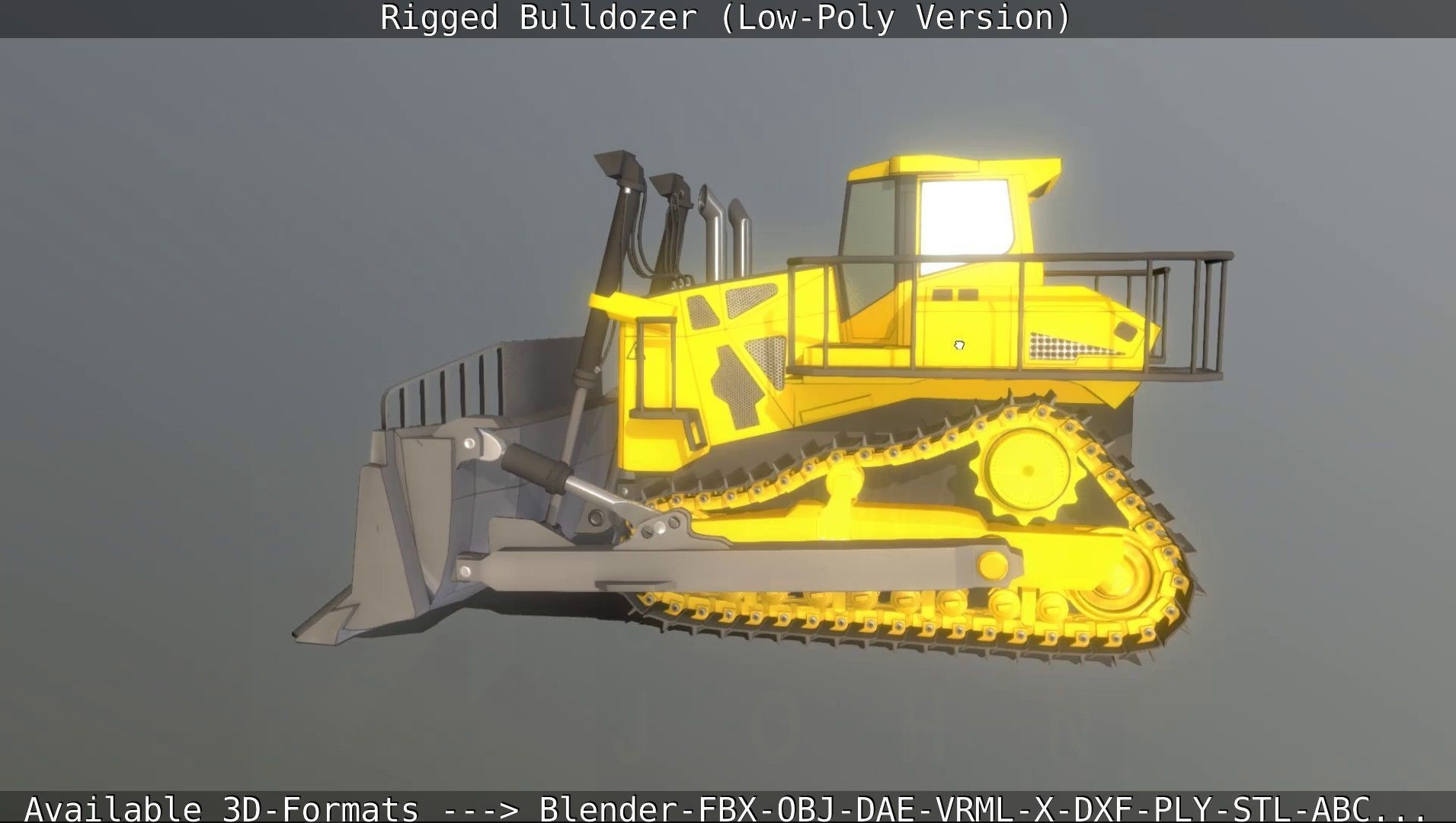 Bulldozer Rigged and Animated- Low-Poly Version Low-poly 3D model_28