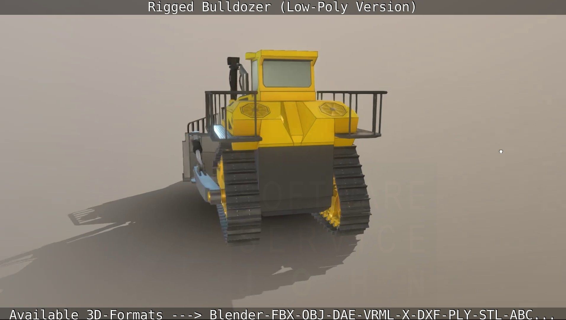 Bulldozer Rigged and Animated- Low-Poly Version Low-poly 3D model_75