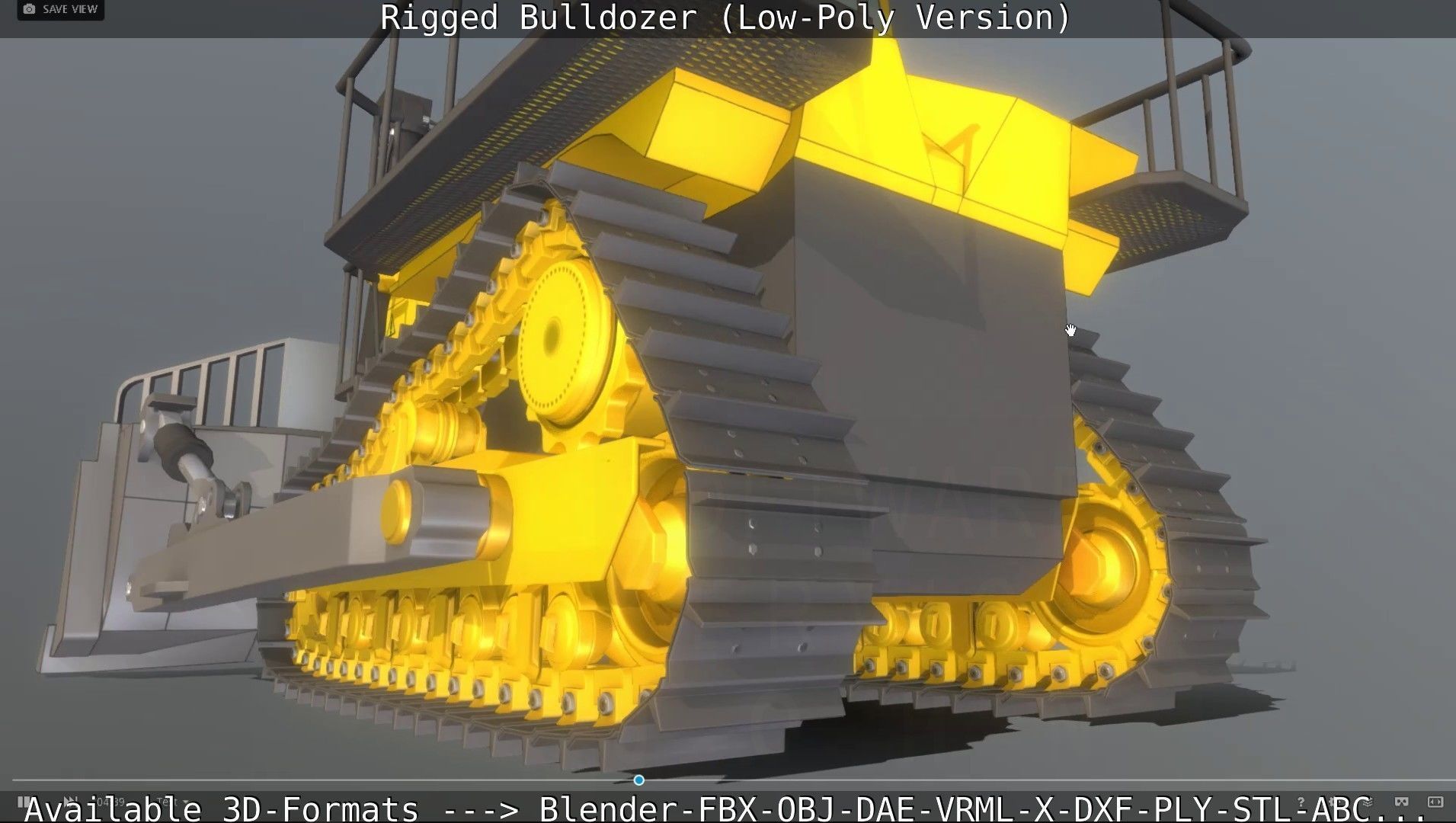 Bulldozer Rigged and Animated- Low-Poly Version Low-poly 3D model_56