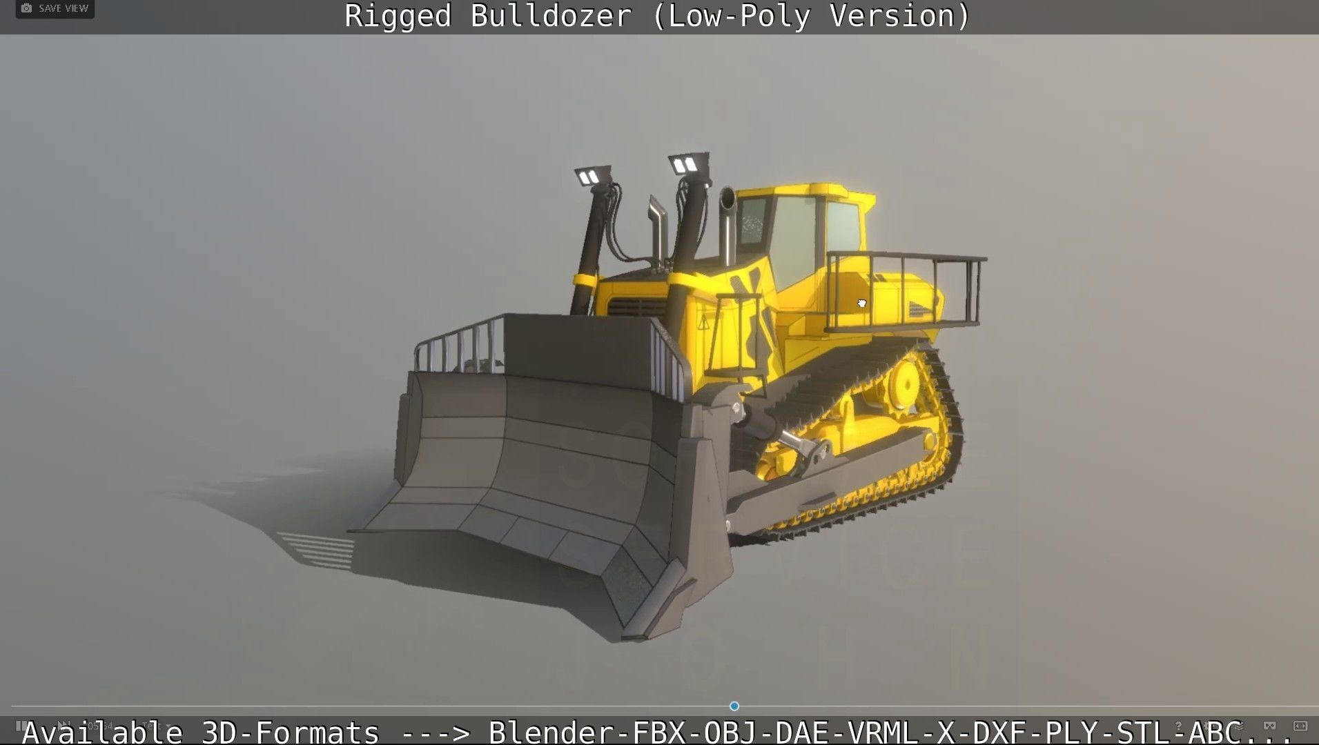 Bulldozer Rigged and Animated- Low-Poly Version Low-poly 3D model_40