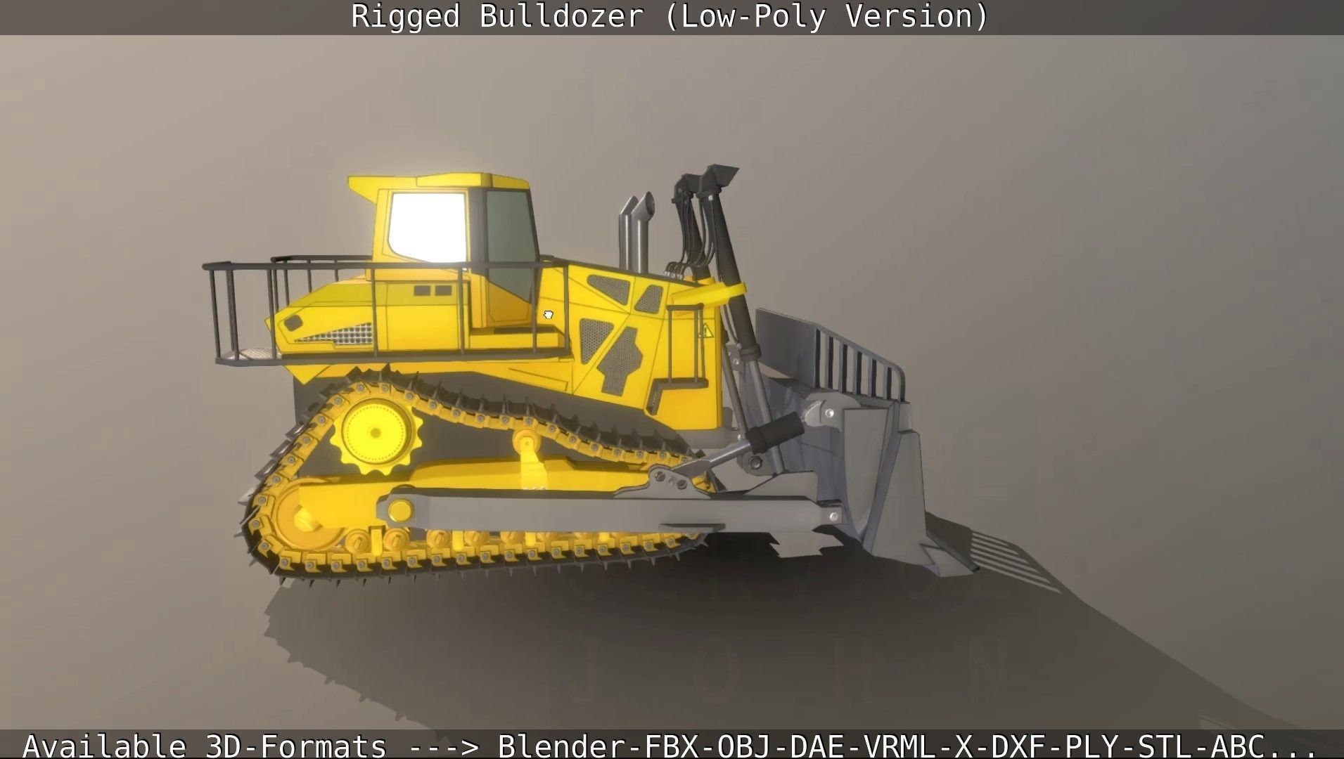 Bulldozer Rigged and Animated- Low-Poly Version Low-poly 3D model_4