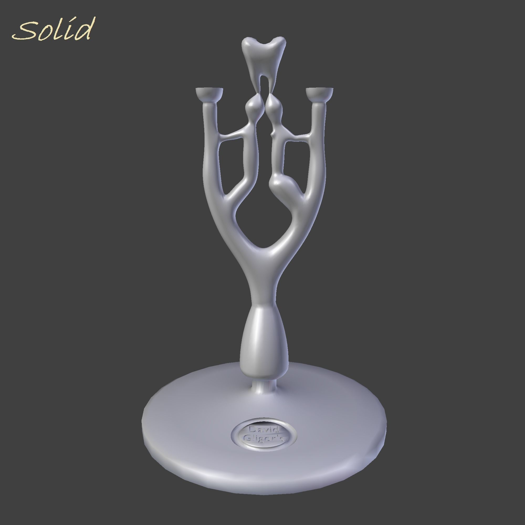 Romantic candle holder for Valentine day 3D model_1