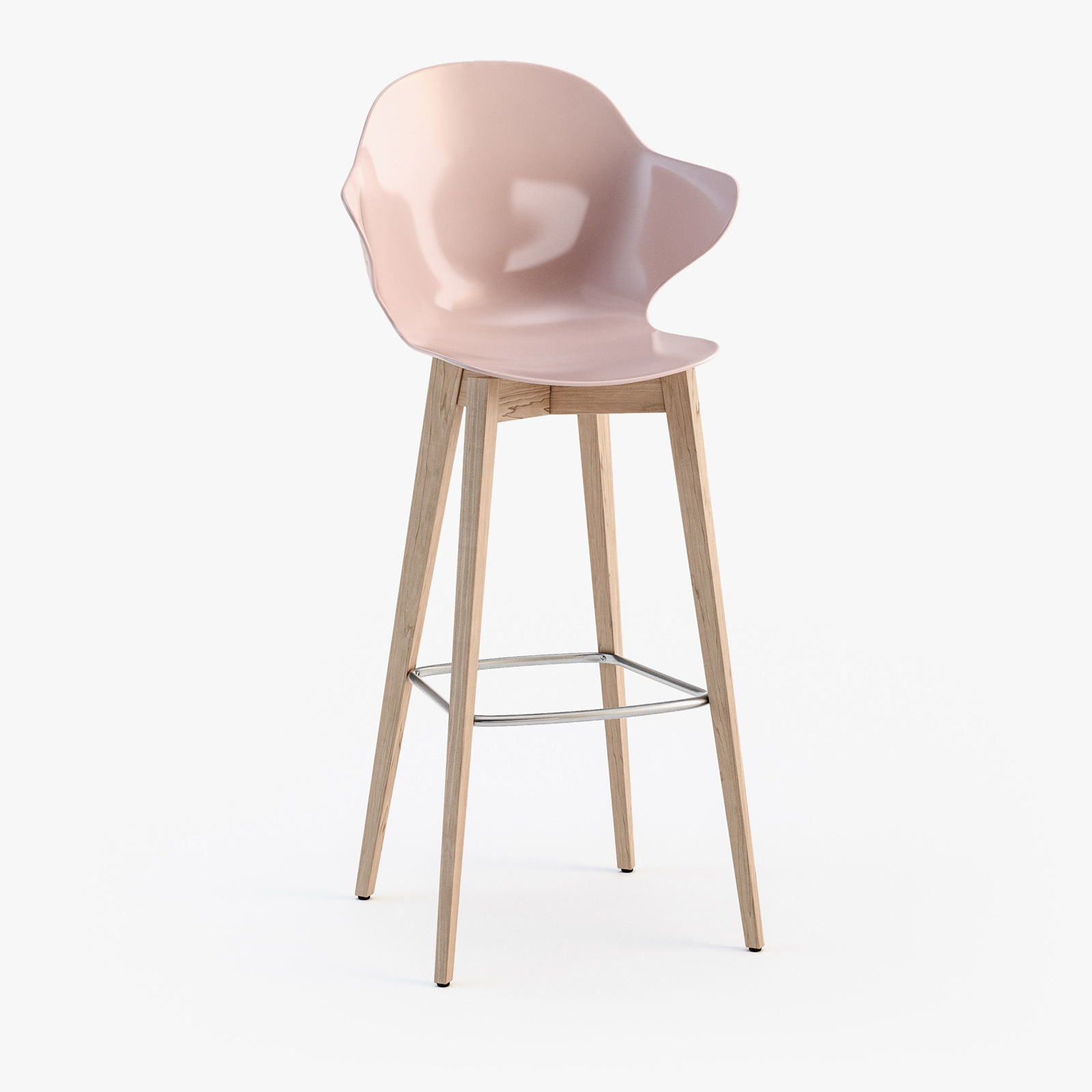 Calligaris Saint Tropez wood stool 3D model_3