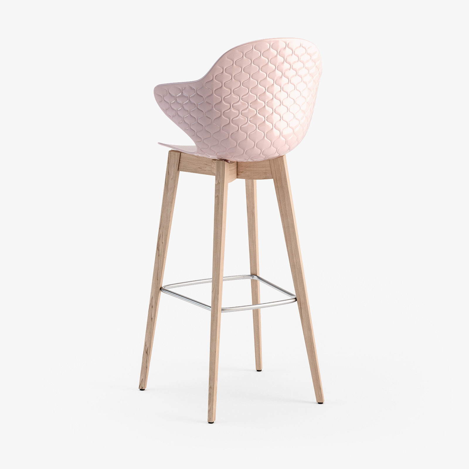 Calligaris Saint Tropez wood stool 3D model_6