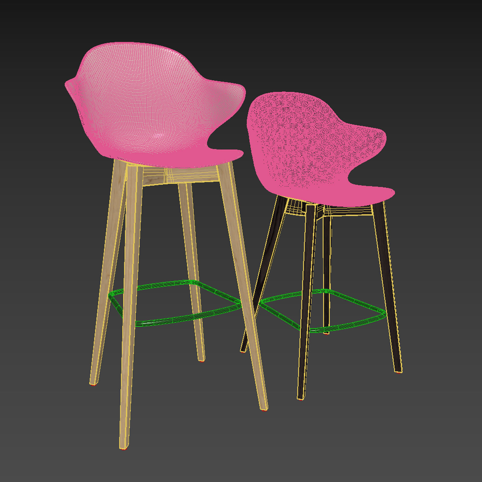 Calligaris Saint Tropez wood stool 3D model_16