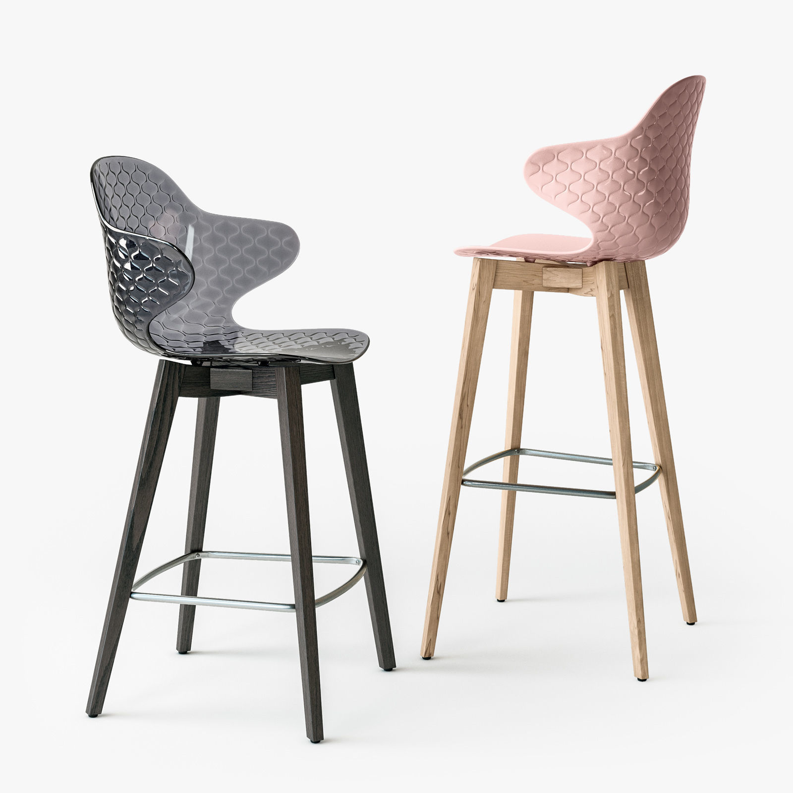 Calligaris Saint Tropez wood stool 3D model_1