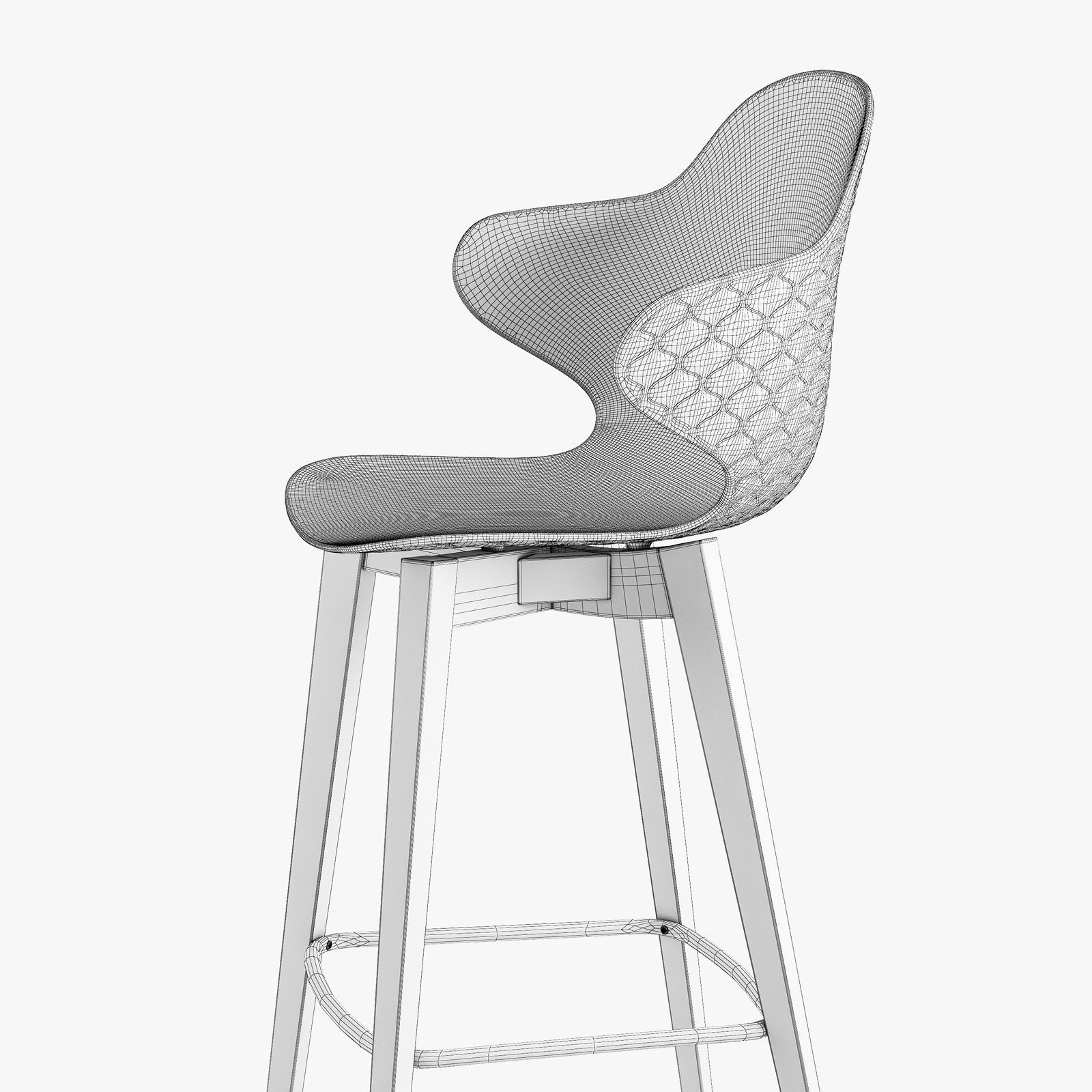 Calligaris Saint Tropez wood stool 3D model_15