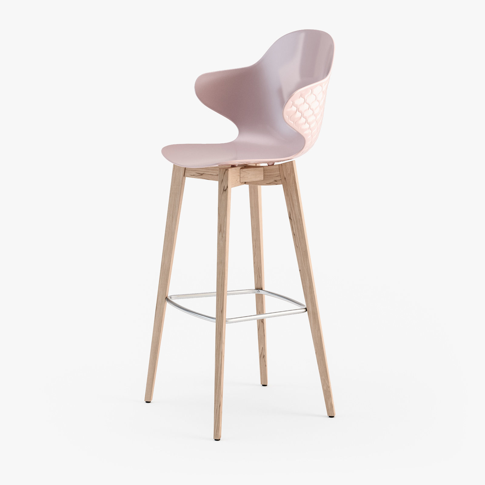 Calligaris Saint Tropez wood stool 3D model_4
