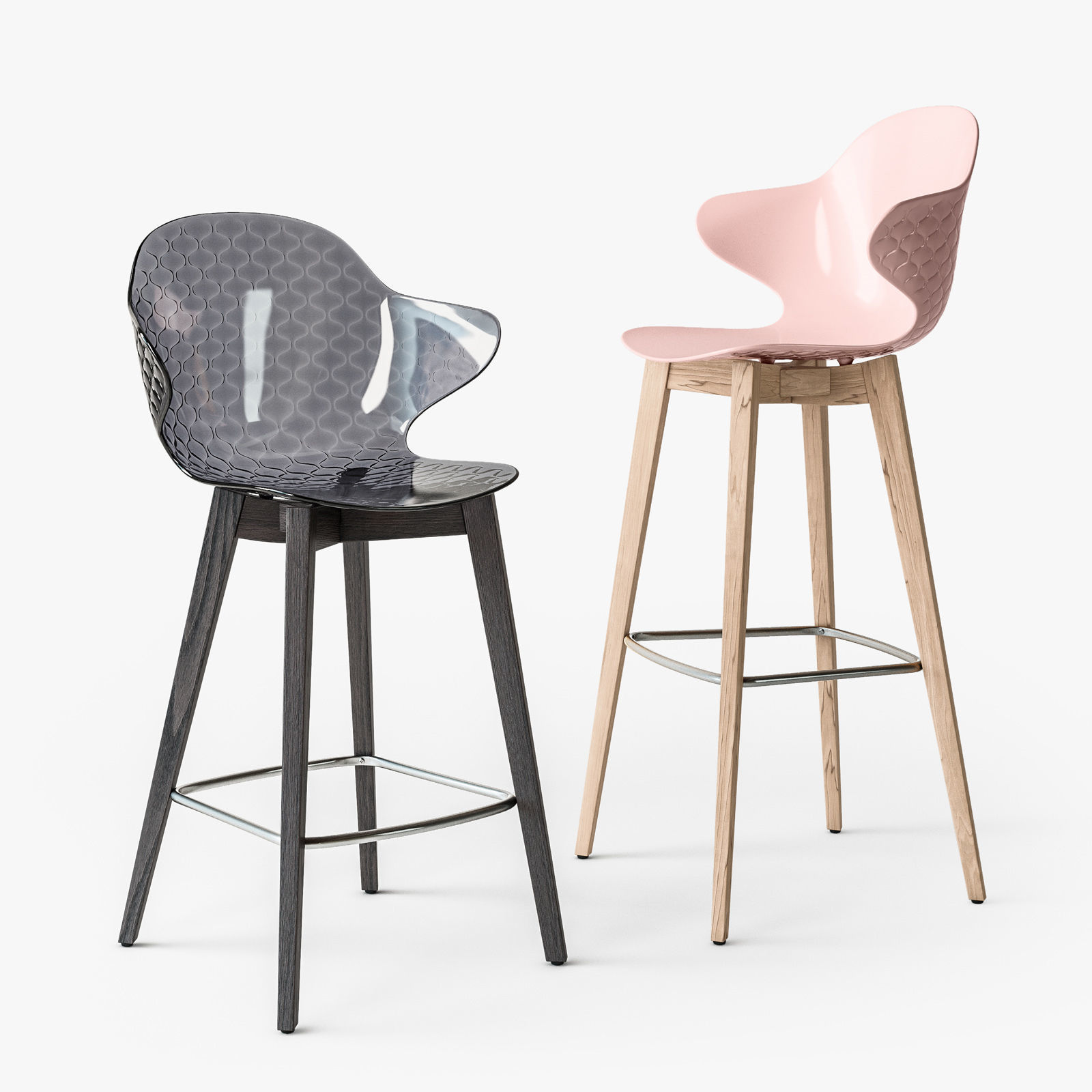Calligaris Saint Tropez wood stool 3D model_2