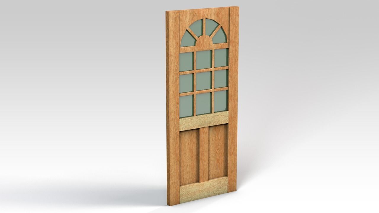 Entrance door - with window Free 3D model_1