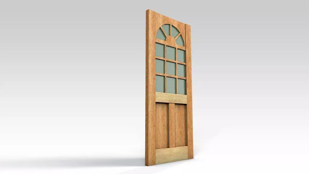 Entrance door - with window Free 3D model_0