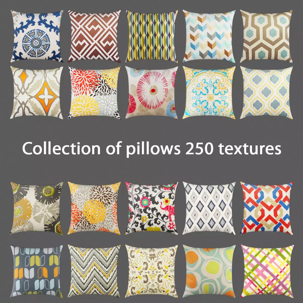 Colection of pillows 250 textures  3D model_0