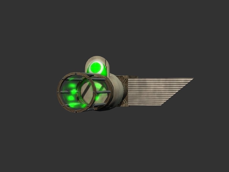 Green Eye Cyclops Laser Cannon Low-poly 3D model_2