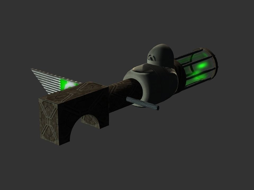 Green Eye Cyclops Laser Cannon Low-poly 3D model_30
