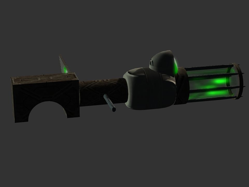 Green Eye Cyclops Laser Cannon Low-poly 3D model_32
