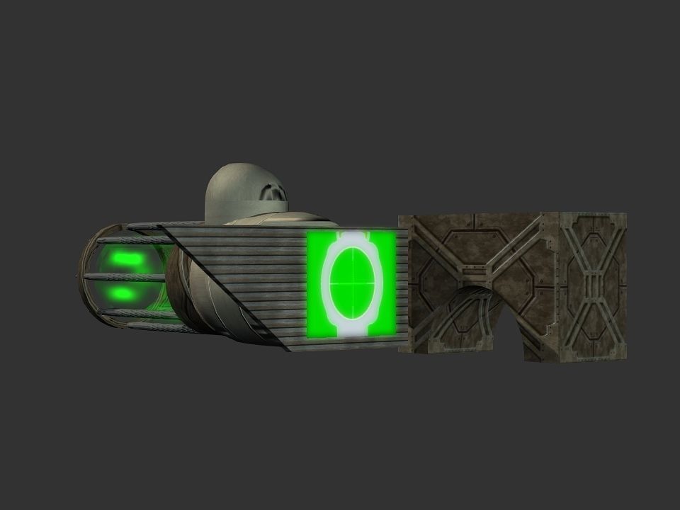 Green Eye Cyclops Laser Cannon Low-poly 3D model_9