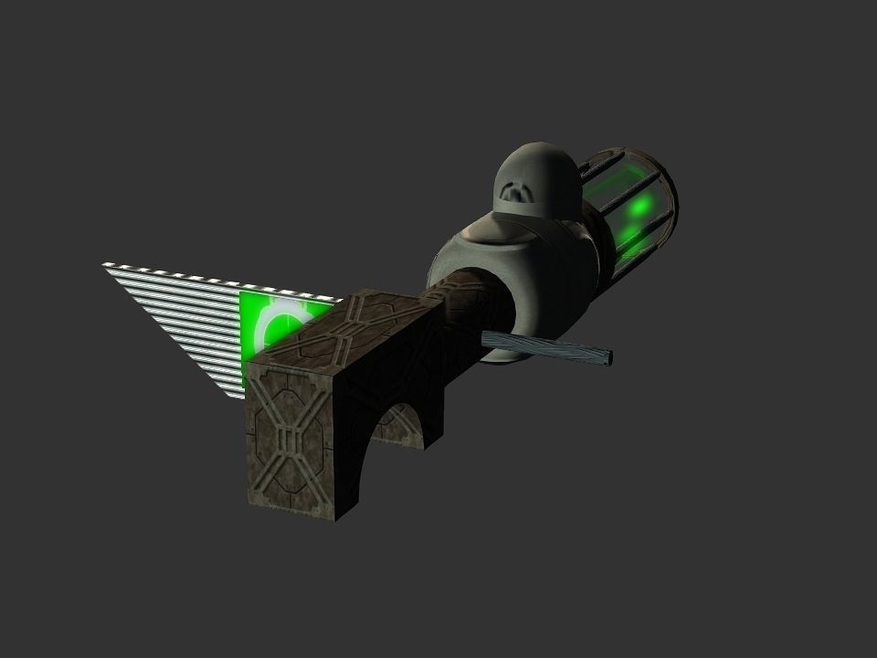 Green Eye Cyclops Laser Cannon Low-poly 3D model_29