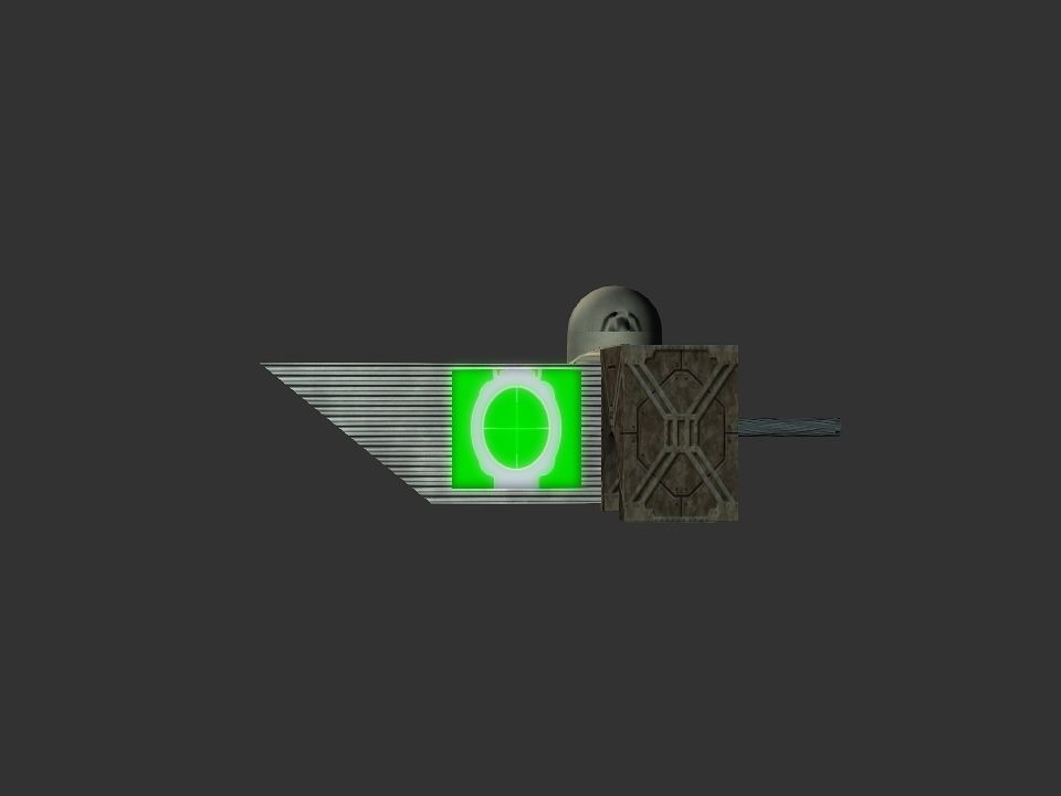 Green Eye Cyclops Laser Cannon Low-poly 3D model_6