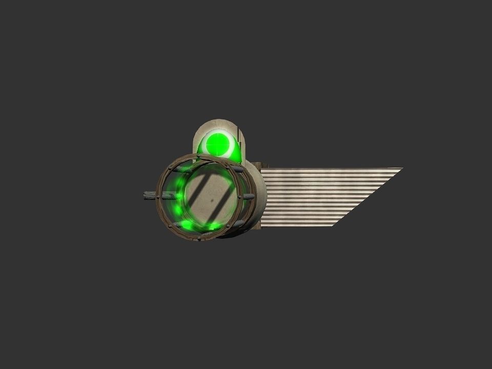 Green Eye Cyclops Laser Cannon Low-poly 3D model_13