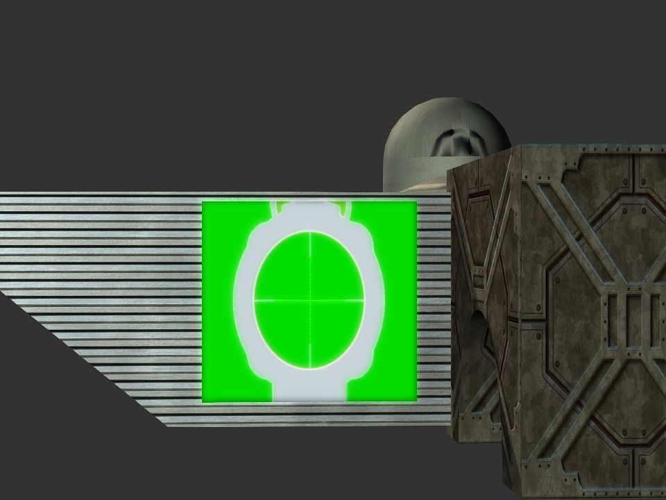 Green Eye Cyclops Laser Cannon Low-poly 3D model_7