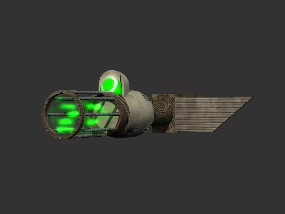 Green Eye Cyclops Laser Cannon Low-poly 3D model_0