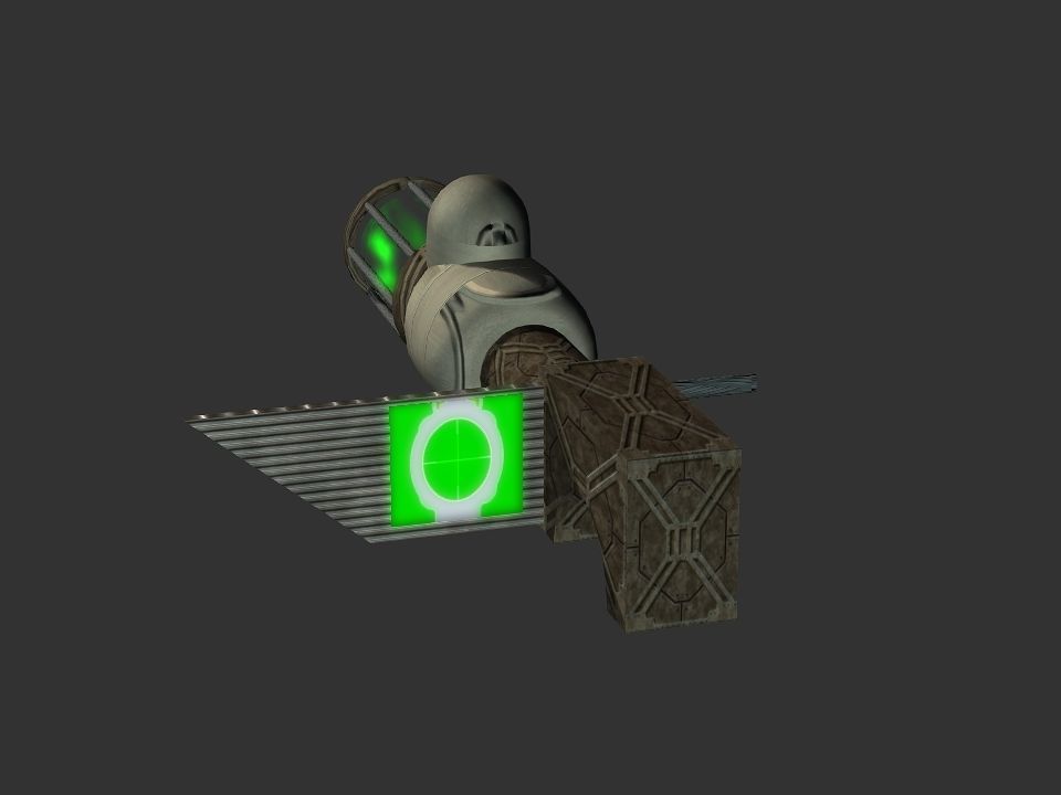 Green Eye Cyclops Laser Cannon Low-poly 3D model_27