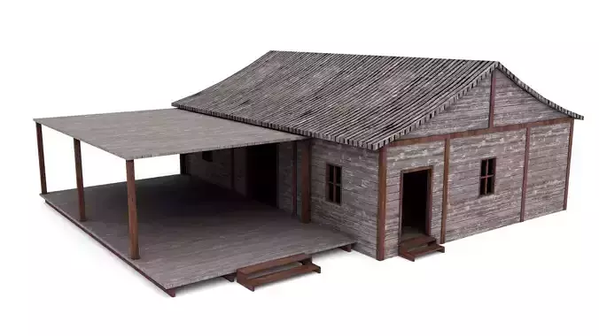 Warehouse wooden house Low-poly 3D model