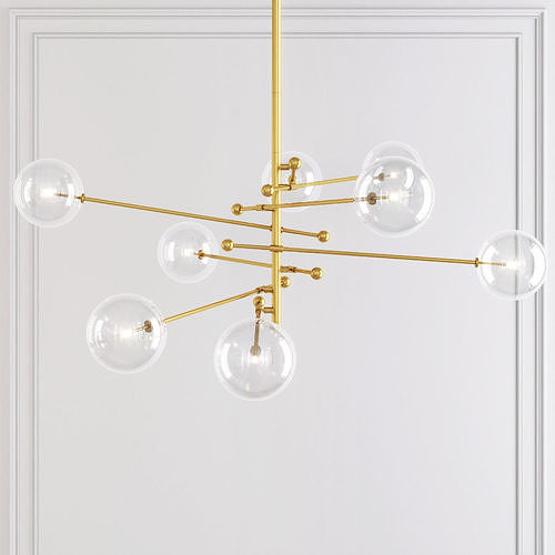 RH Glass Globe Mobile 8 ARM CHANDELIER 79 brass 3D model