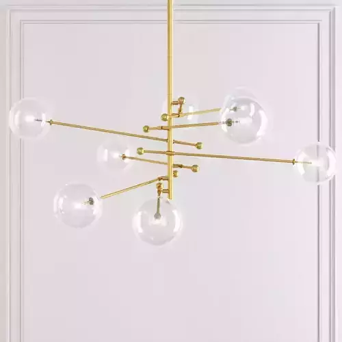 RH Glass Globe Mobile 8 ARM CHANDELIER 79 brass