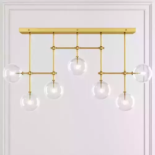 Glass Globe Mobile LINEAR CHANDELIER 60 Brass