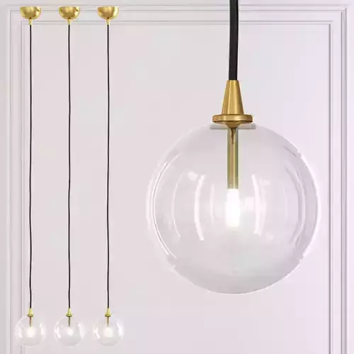 Glass Globe mobile PENDANT 6 brass