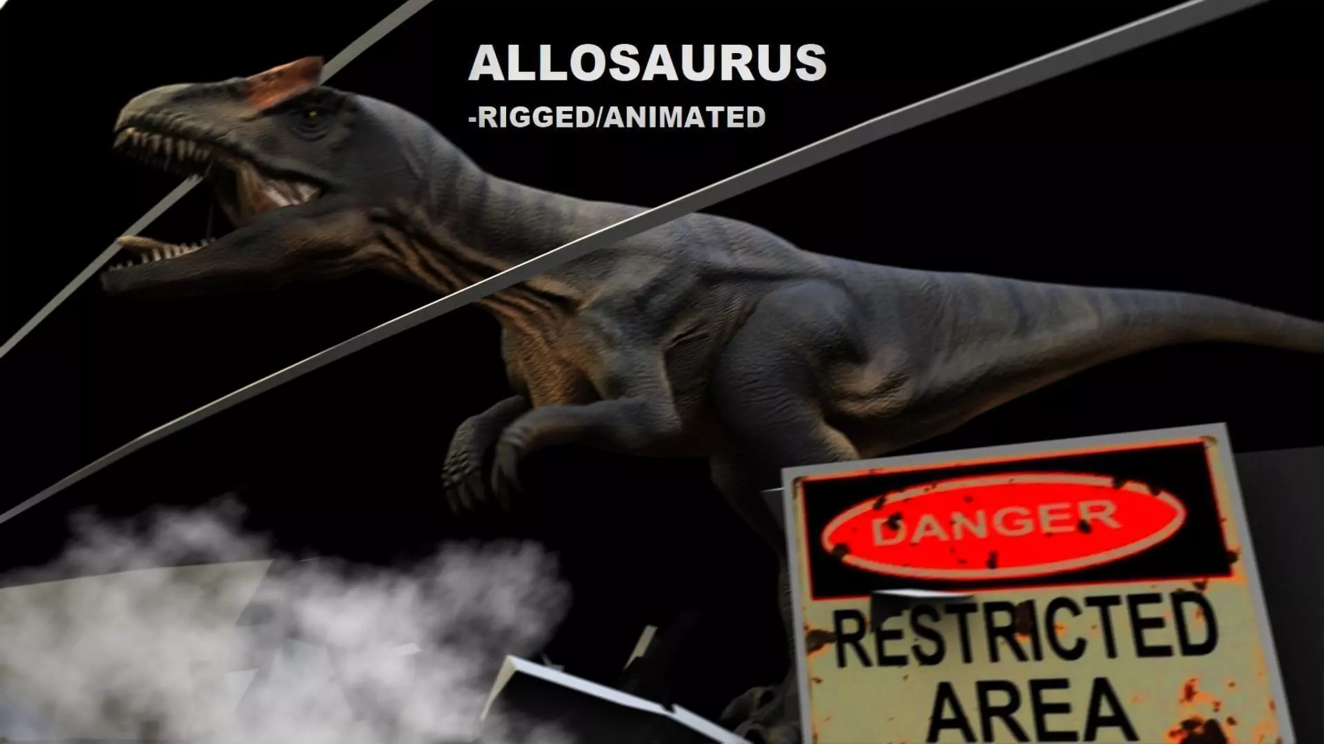 Allosaurus Rigged And Animated Low-poly 3D model_0