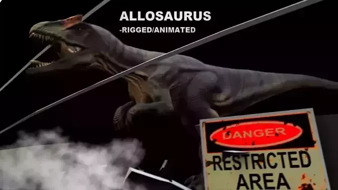 Allosaurus Rigged And Animated Low-poly 3D model