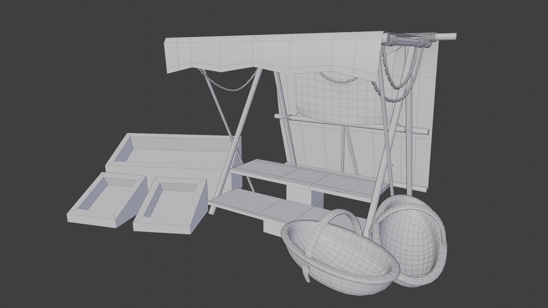 Medieval Market Stand 3D model_4