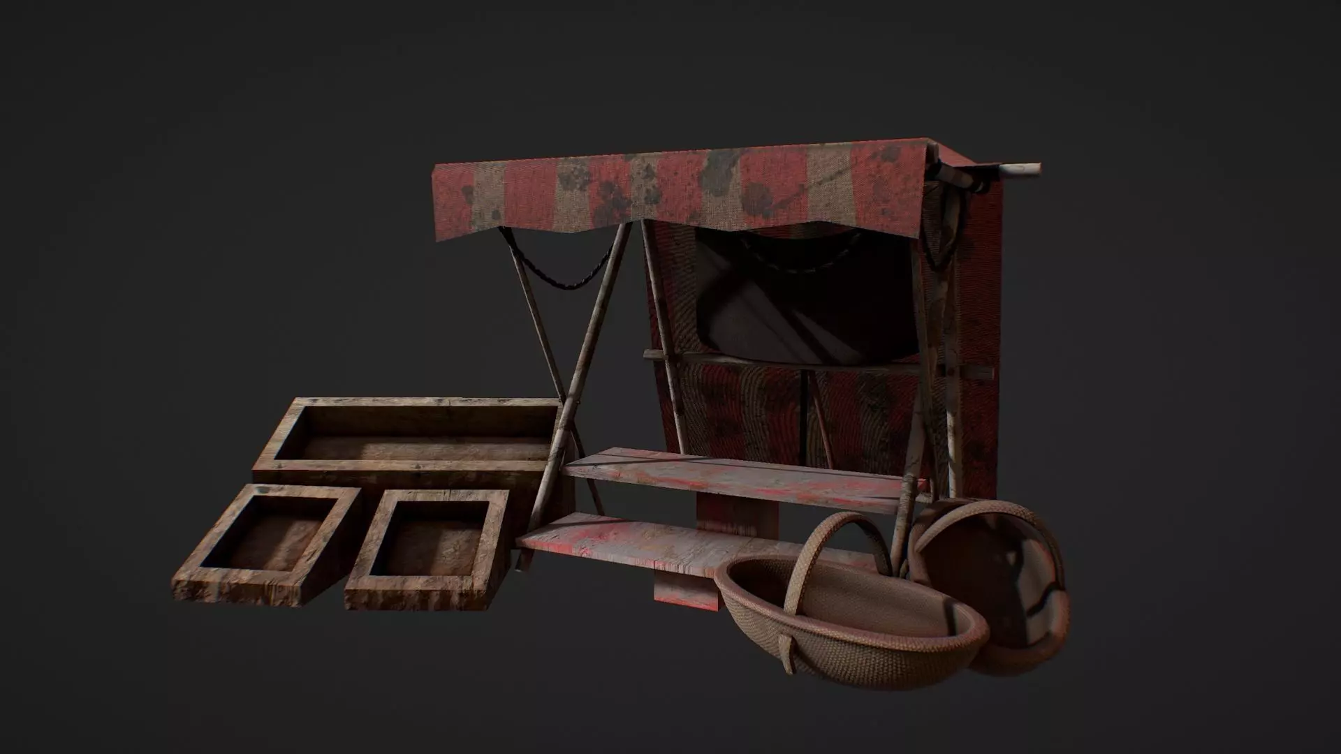 Medieval Market Stand 3D model_0