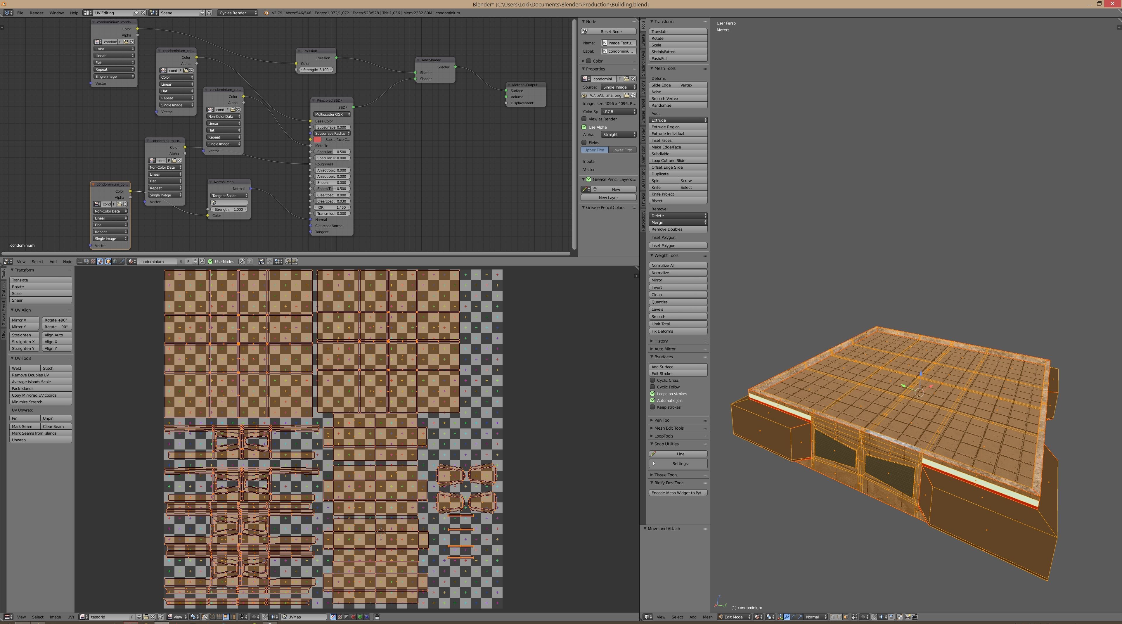 Four Modern Buildings  Low-poly 3D model_13