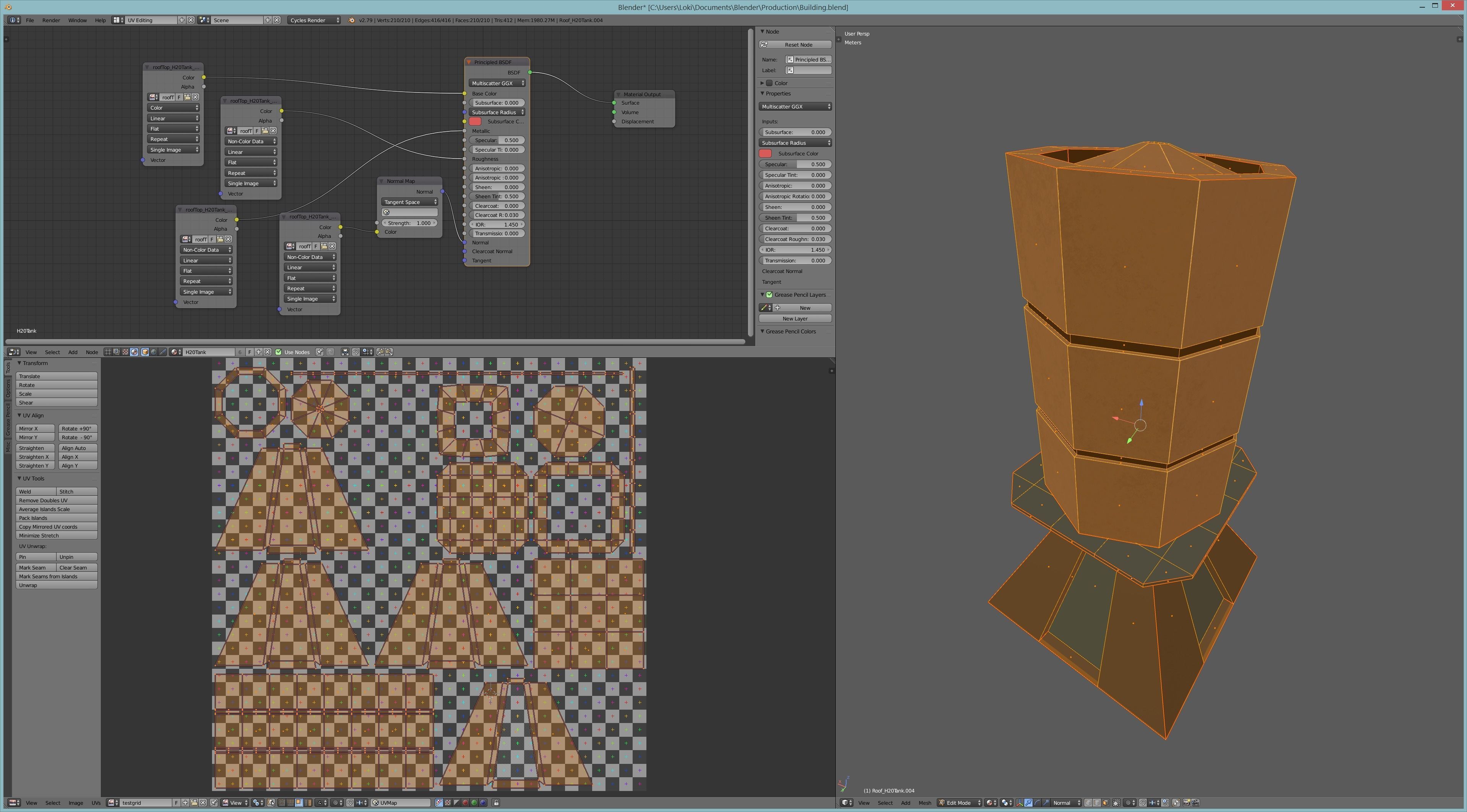 Four Modern Buildings  Low-poly 3D model_16