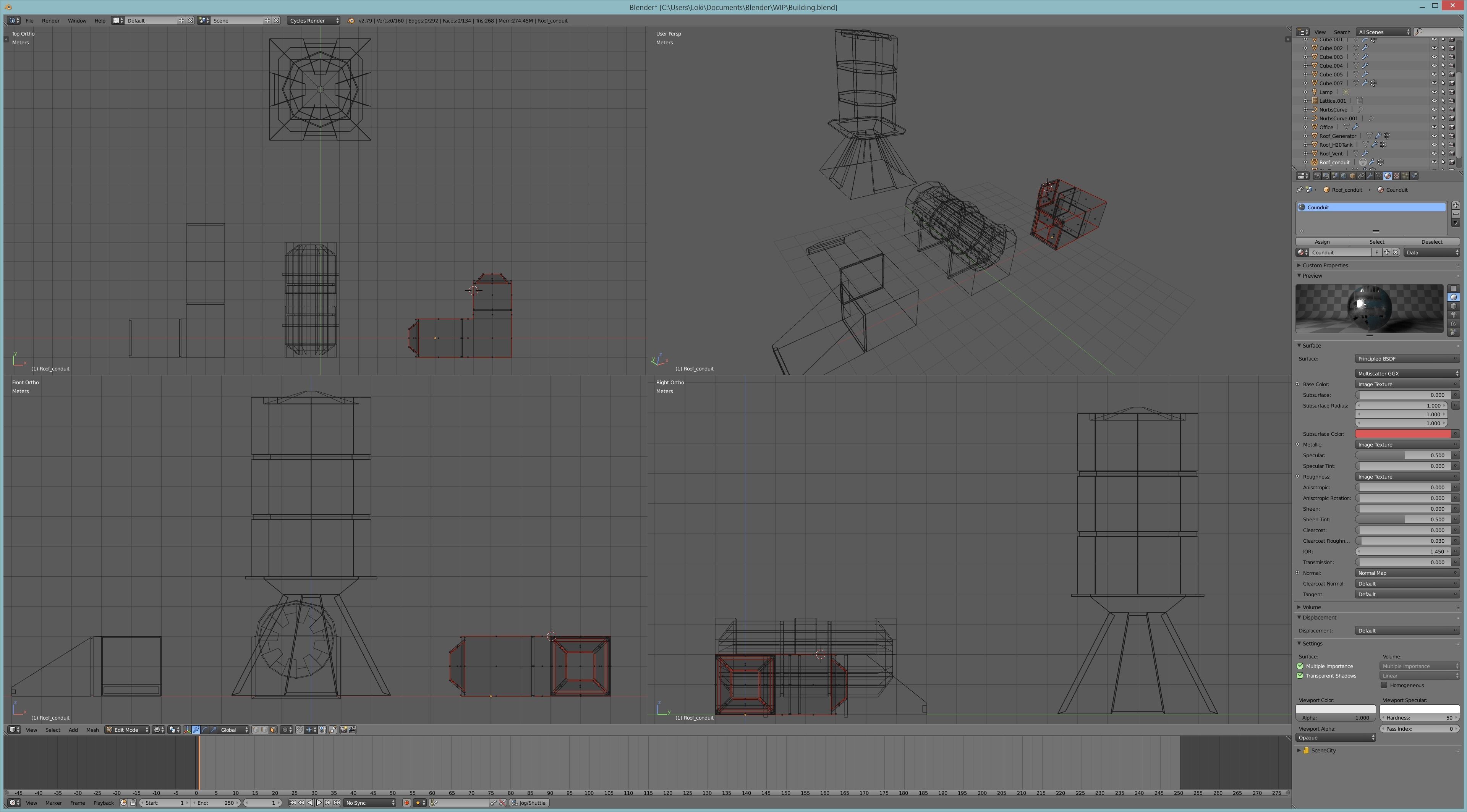 Four Modern Buildings  Low-poly 3D model_22