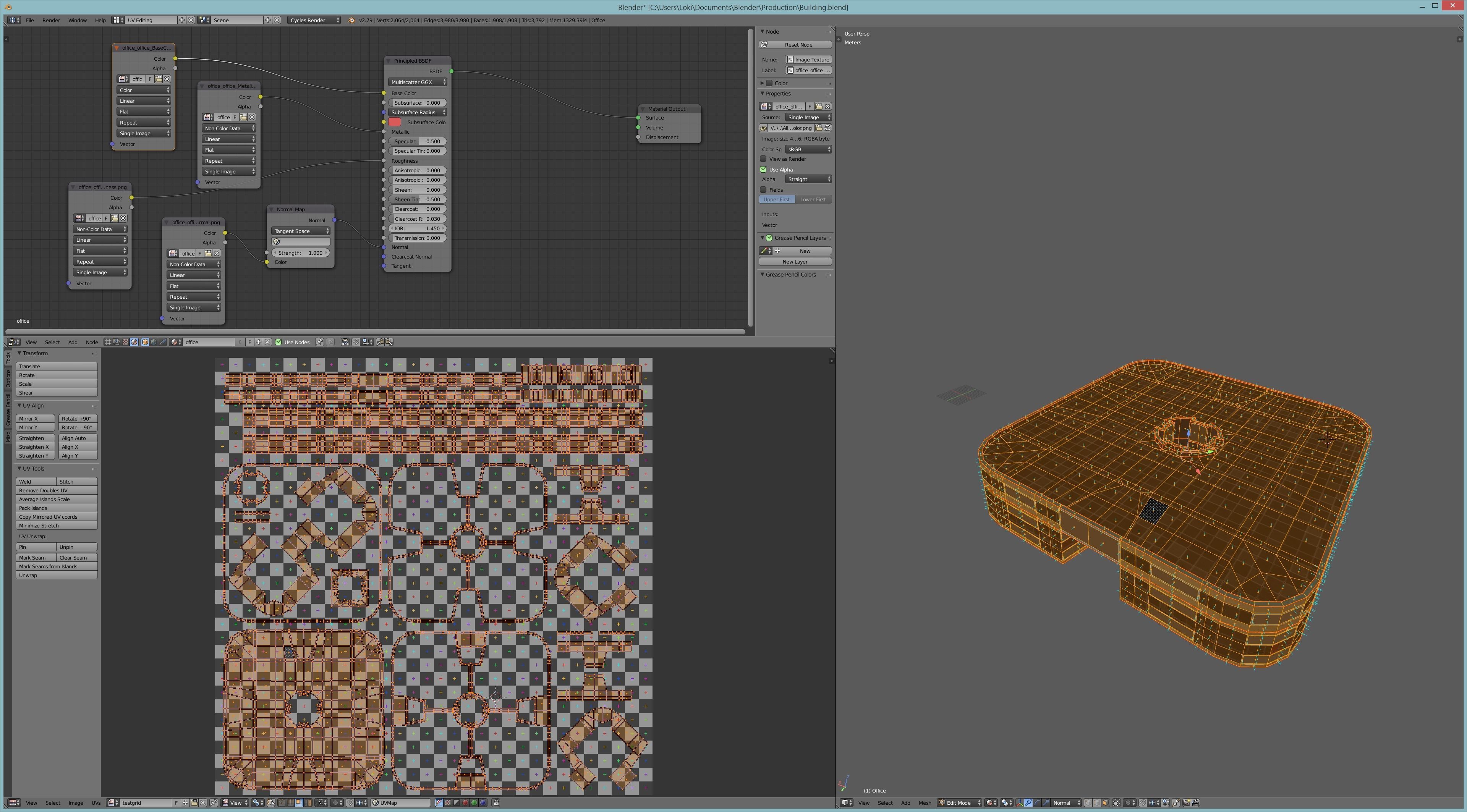 Four Modern Buildings  Low-poly 3D model_17