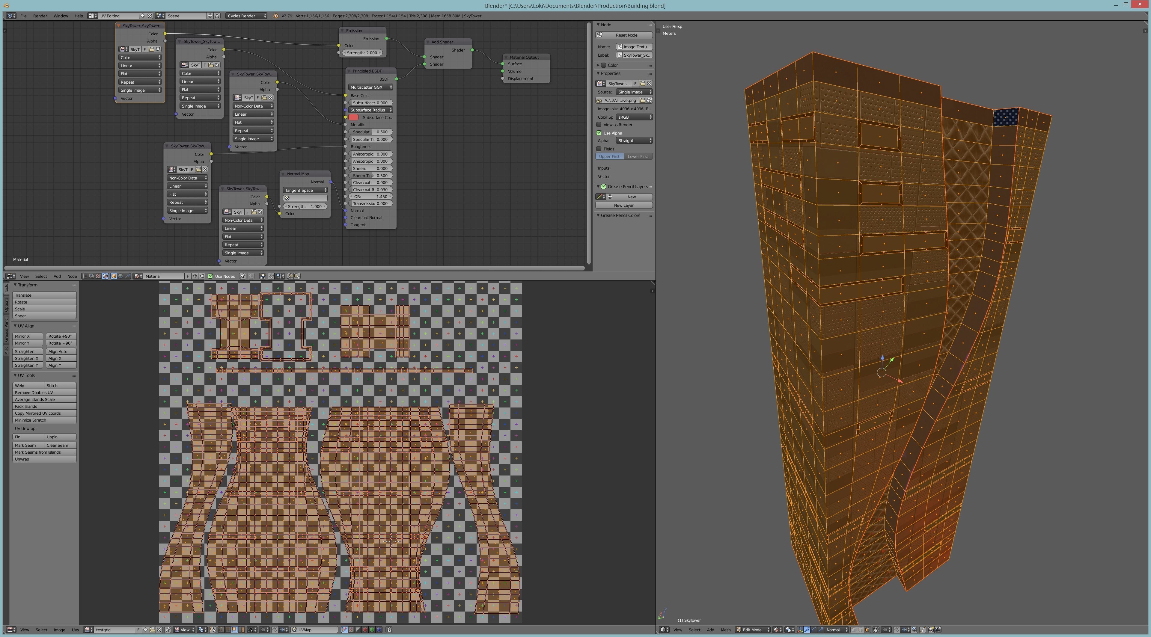 Four Modern Buildings  Low-poly 3D model_20