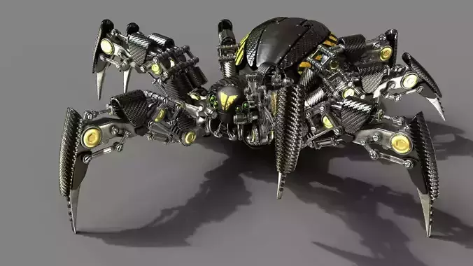 Mechanical Spider Low-poly 3D model