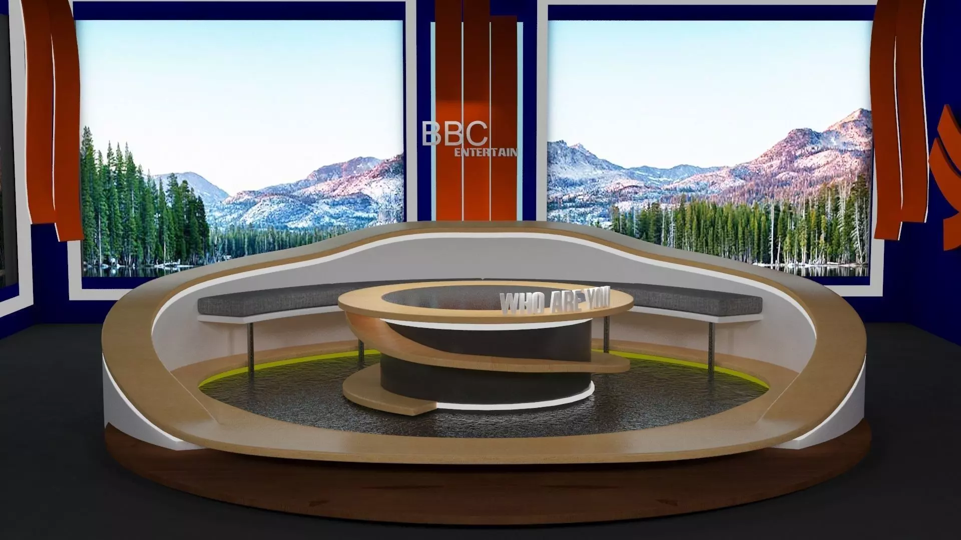 Talk show virtual set 3D model_0