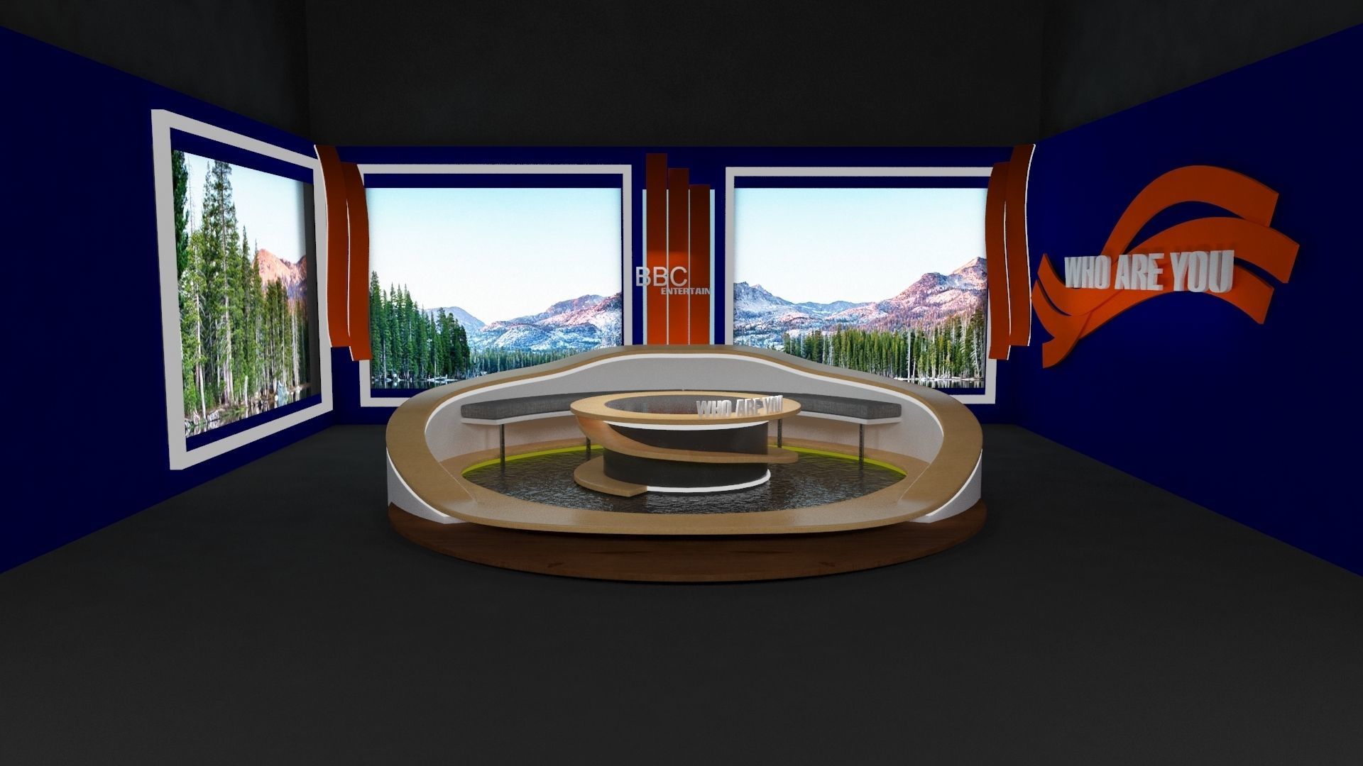 Talk show virtual set 3D model_1