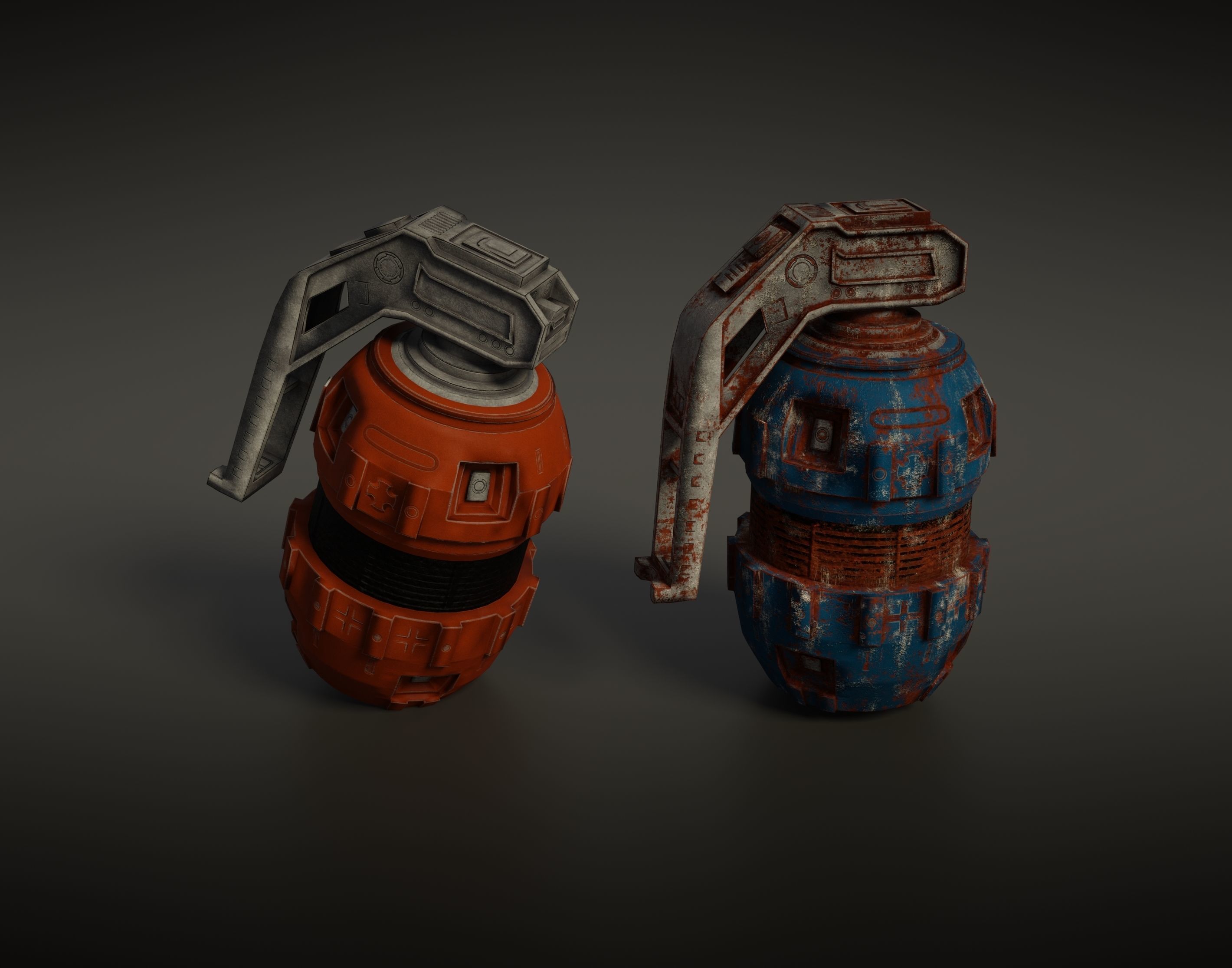 Granade Low Poly PBR grenade 3D Model Collection_4