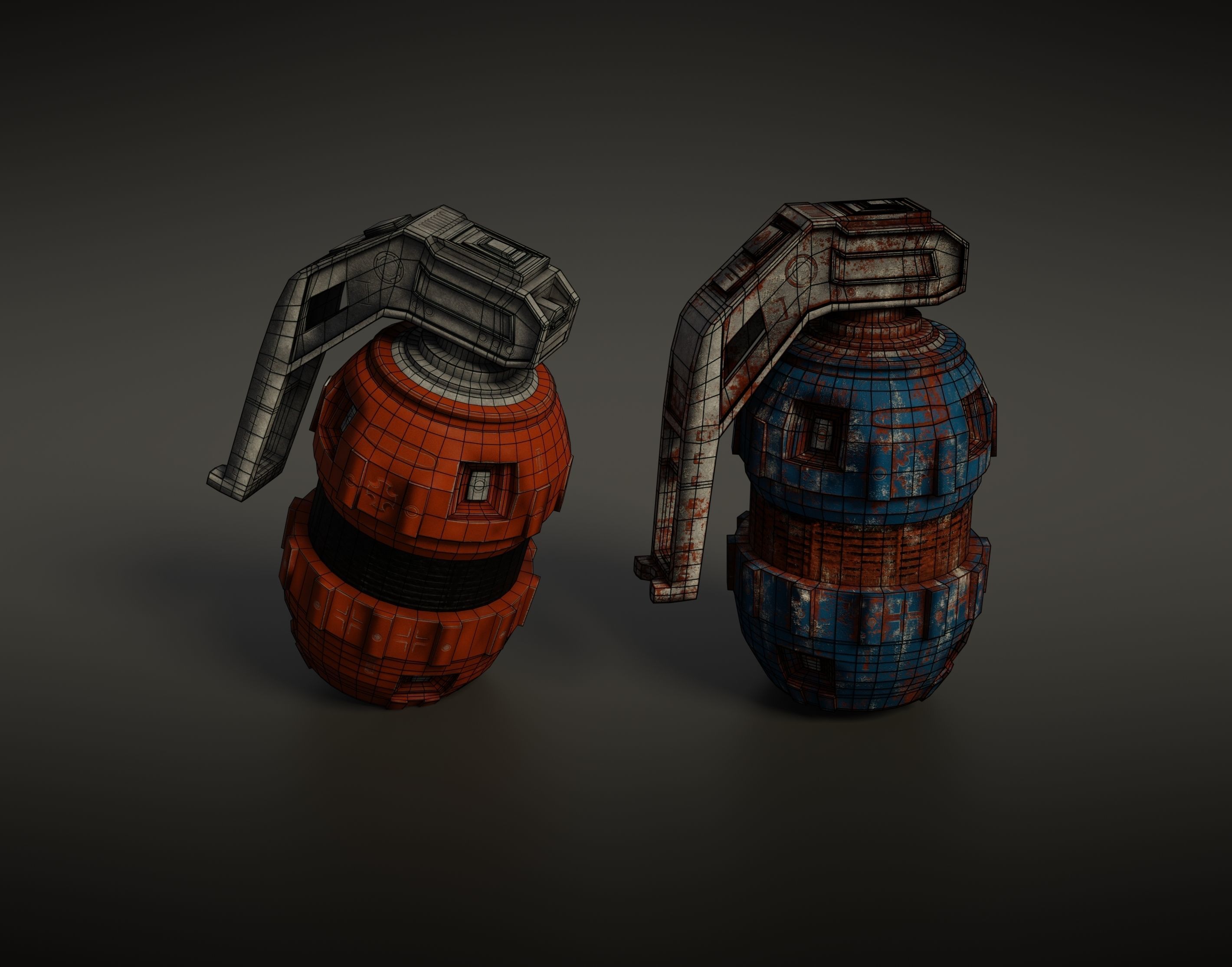 Granade Low Poly PBR grenade 3D Model Collection_3