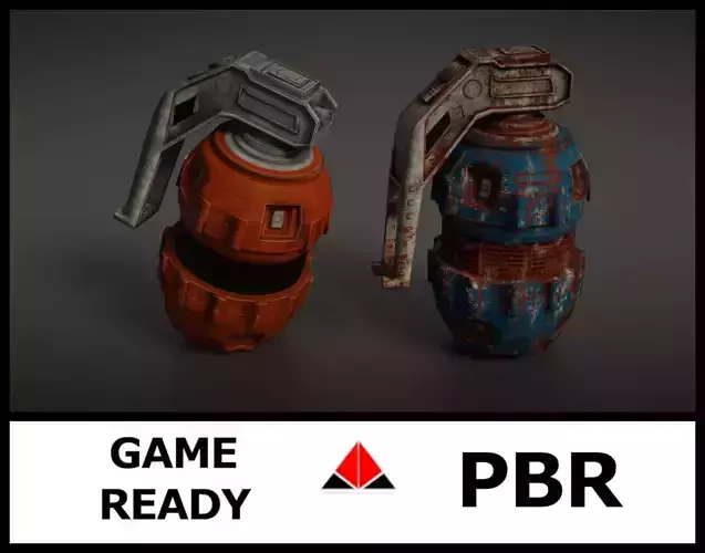 Granade Low Poly PBR grenade 3D Model Collection