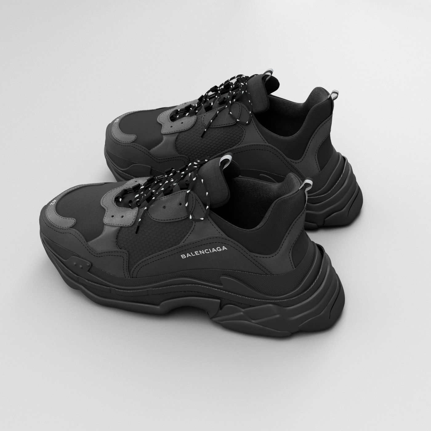 balenciaga triple s black 3D model_1