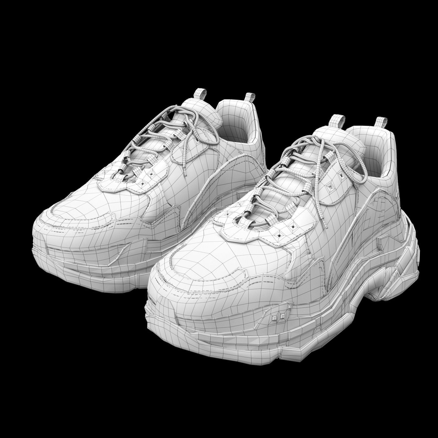 balenciaga triple s black 3D model_6