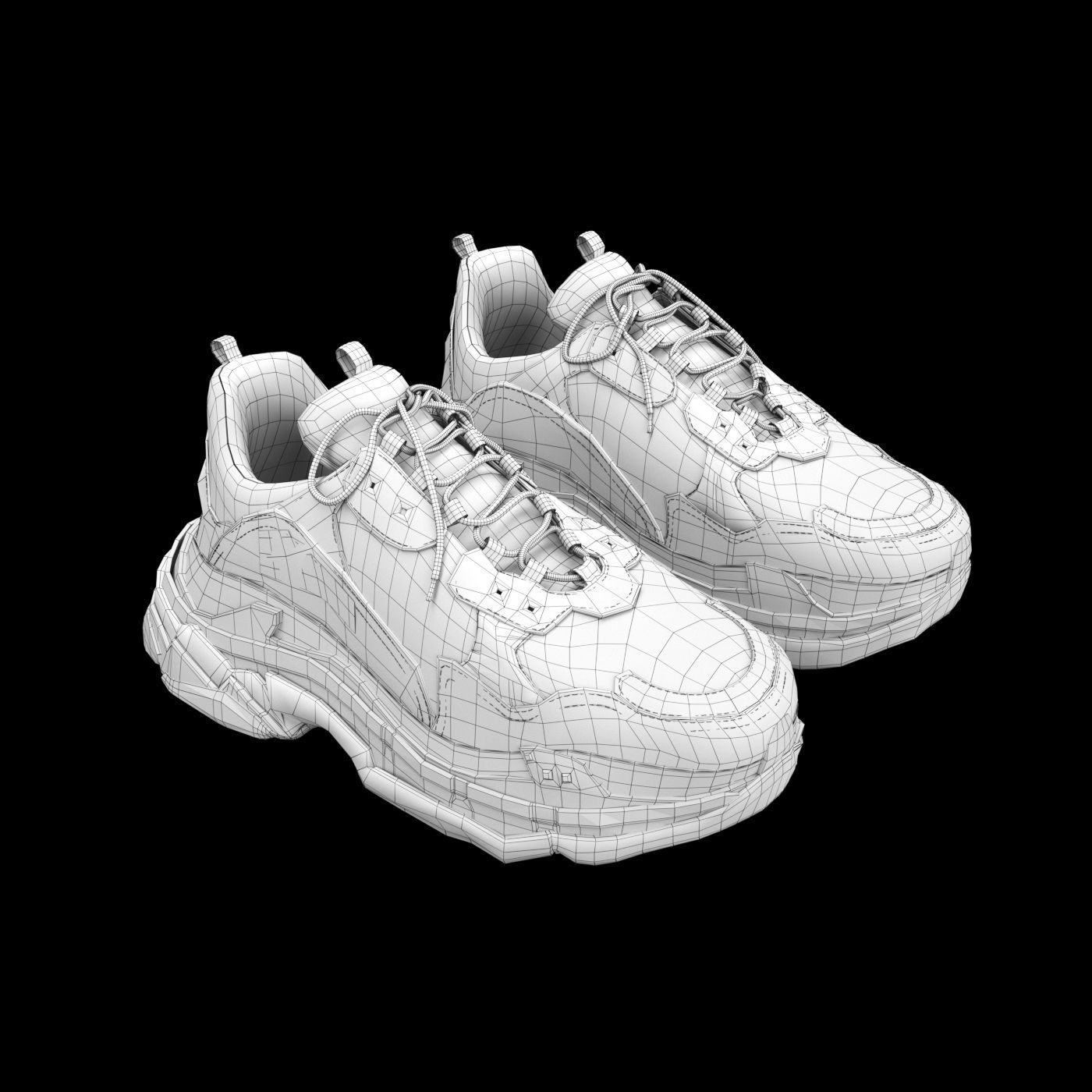 balenciaga triple s black 3D model_4