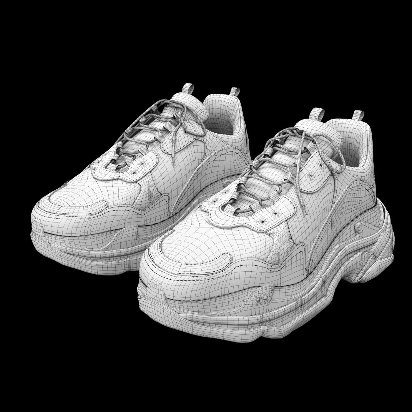 balenciaga triple s black 3D model_7